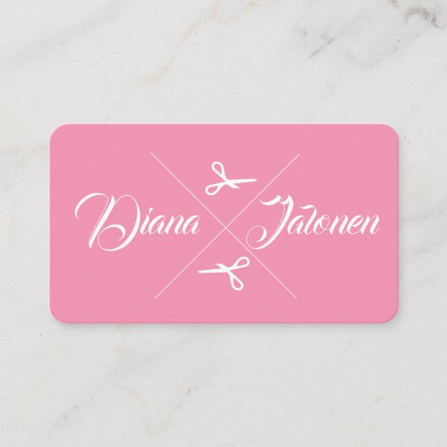 Moderne Schere Haar Stylist Grapefruit Pink Visitenkarte (Vorderseite)