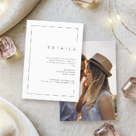 Moderne, schick-minimalistische Foto Hochzeitsdeta Begleitkarte
