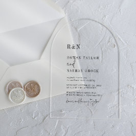 Moderne schick Monogram Simple Arch Rustic Wedding Acryleinladungen