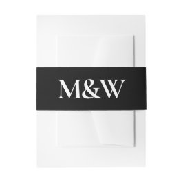 Moderne schick-Monogramm Schwarz-Weiß-Hochzeit Einladungsbanderole