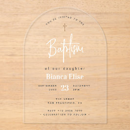 Moderne schicke Baby-Taufe Acryleinladungen