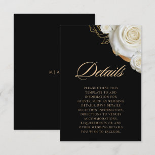 Moderne Schicke Blumen Hochzeit in Schwarz und Wei Begleitkarte