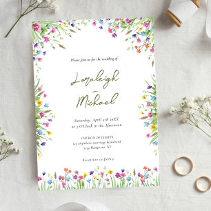 Moderne schicke boho Wildblumen Hochzeit Einladung
