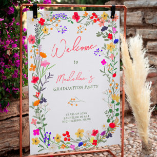 Moderne schicke boho wilde Blume Abschluss Empfang Poster
