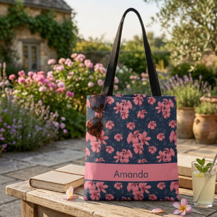 Moderne, schicke botanische blaue rosa Blumen-Tasc