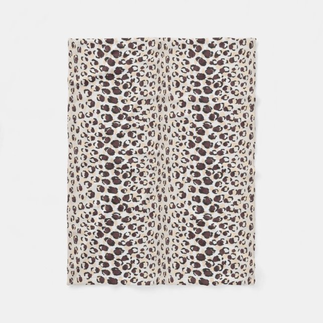 Moderne schicke braune Gepard-Druck-Muster-Monogra Fleecedecke (Vorderseite)