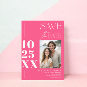 Moderne schicke, einfache, fette Drehbuch neon ros Save The Date