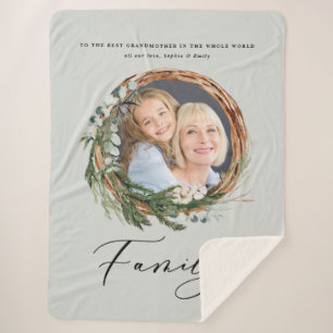 Moderne schicke, elegante, leafarbene Foto-Familie Sherpadecke