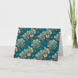 Moderne, schicke, florale Aquamarin- & Bronze-Falt