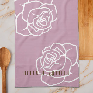 Moderne Schicke Florale Rosa Rosen Geschirrtuch