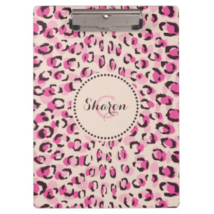 Moderne schicke Gepard-Druck-Muster-Monogramm Klemmbrett
