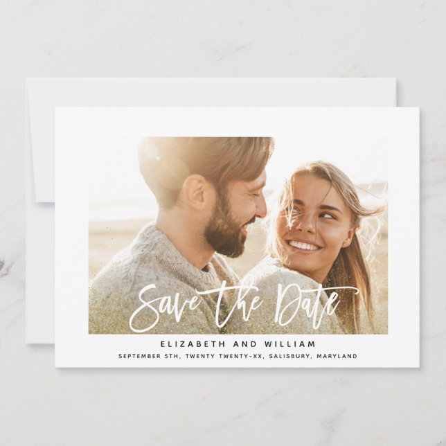 Moderne schicke Glitzer elegante Goldhochzeit Foto Save The Date (Vorderseite)