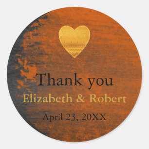 Moderne schicke goldene Foil Heart Wedding Vielen  Runder Aufkleber