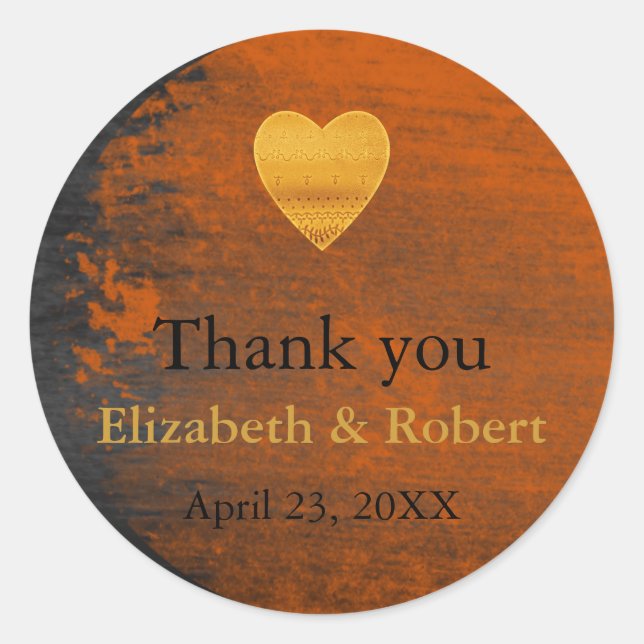 Moderne schicke goldene Foil Heart Wedding Vielen  Runder Aufkleber (Vorderseite)