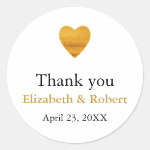Moderne schicke goldene Foil Heart Wedding Vielen  Runder Aufkleber