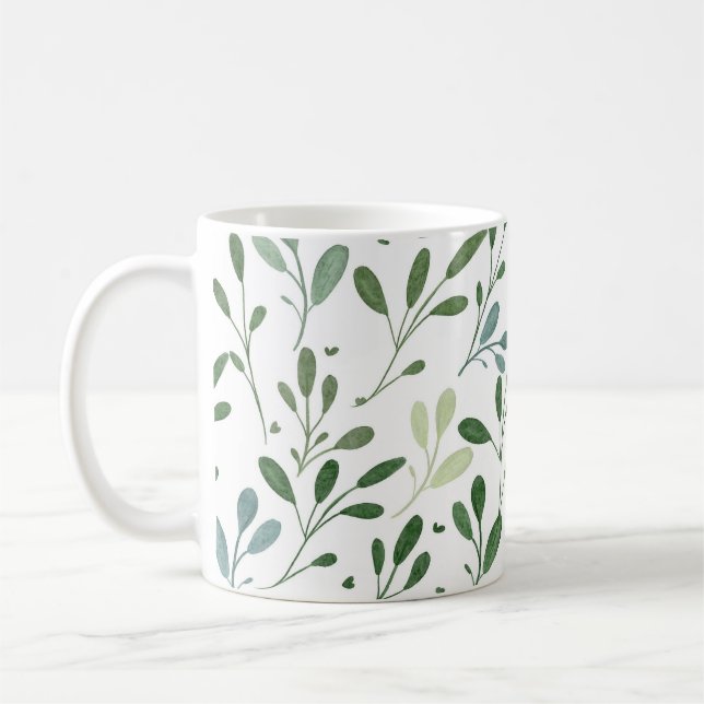 Moderne schicke Grünanlagen Wasserfarben Botanisch Kaffeetasse (Links)