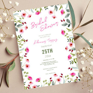 Moderne schicke, helle, wilde Blume Brautparty Einladung
