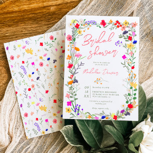 Moderne schicke, helle, wilde Blume Brautparty Einladung