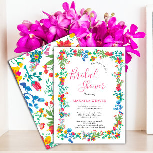 Moderne schicke, helle, wilde Blume Brautparty Einladung