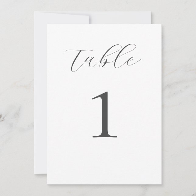 Moderne schicke Hochzeitskarte für Tischnummer (Vorderseite)