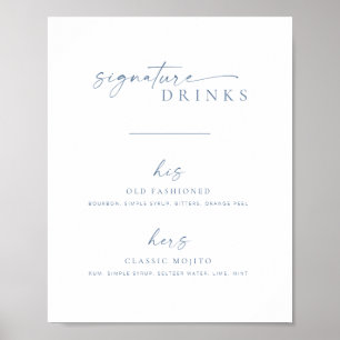 Moderne schicke Hochzeitssignatur Drinks signieren Poster