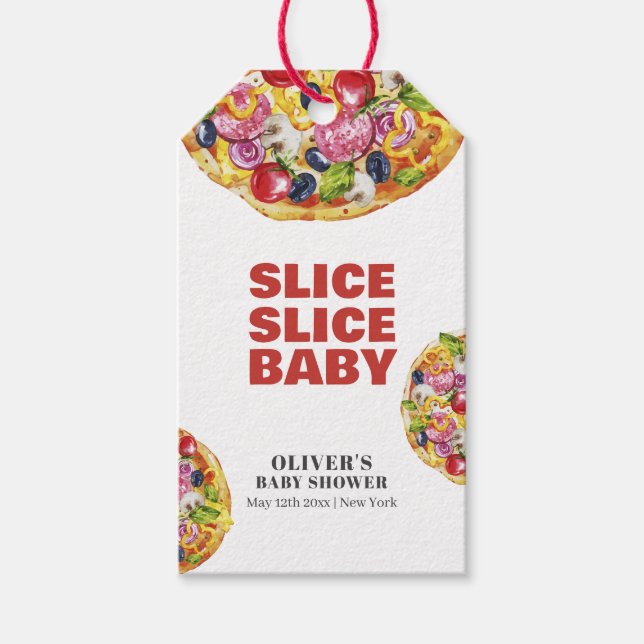 Moderne schicke italienische Slice Slice Pizza Bab Geschenkanhänger (Vorderseite)
