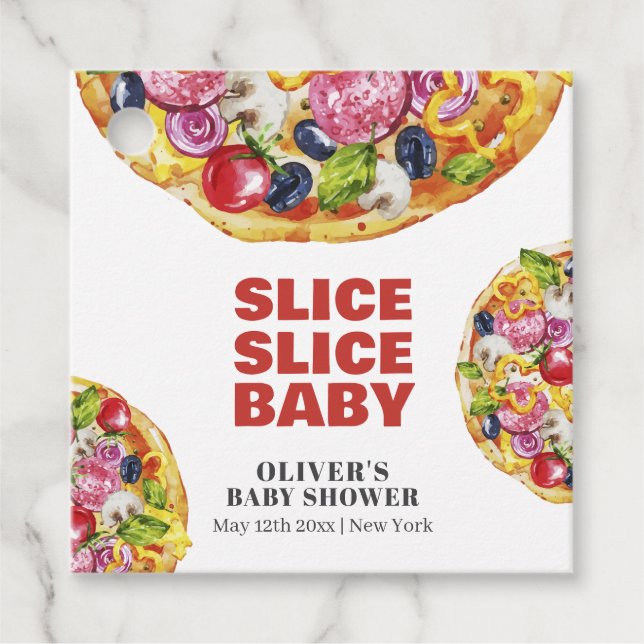 Moderne schicke italienische Slice Slice Pizza Bab Geschenkanhänger (Vorderseite)