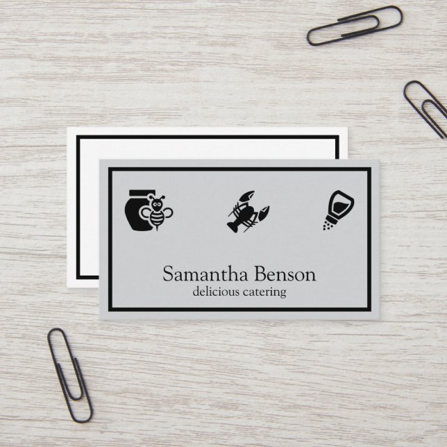 Moderne schicke Küchenutensilien Kochen und Cateri Visitenkarte (Vorderseite/Rückseite Beispiel)