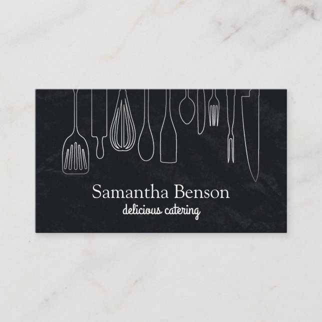 Moderne schicke Küchenutensilien Kochen und Cateri Visitenkarte (Vorderseite)