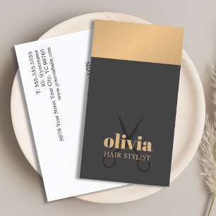 Moderne schicke Kupfer Grau Fett Friseurin Visitenkarte
