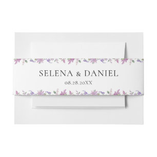 Moderne schicke Lavendel violette Blumen Hochzeit Einladungsbanderole