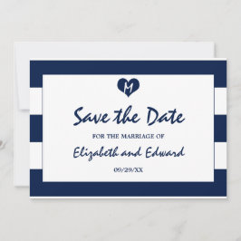 Moderne schicke Marine und weiße Hochzeit retten d Save The Date