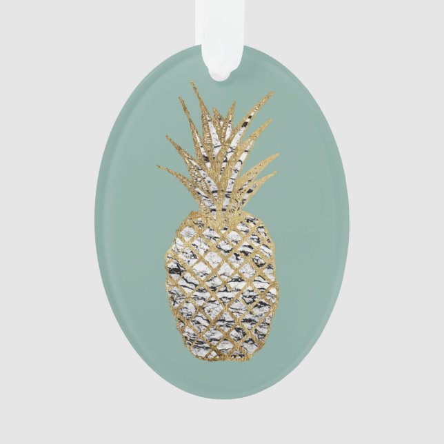Moderne schicke Marmorgoldananas-Frucht Ornament (Vorderseite)