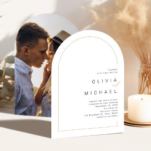 Moderne schicke minimalistische Foto-Arch-Hochzeit Einladung