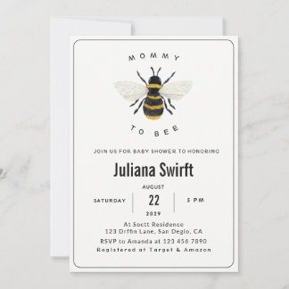 Moderne Schicke Mommy To Bee Babyshower-Einladung  Einladung