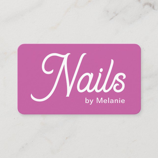 Moderne Schicke Nagelstudio Visitenkarte Pink (Vorderseite)