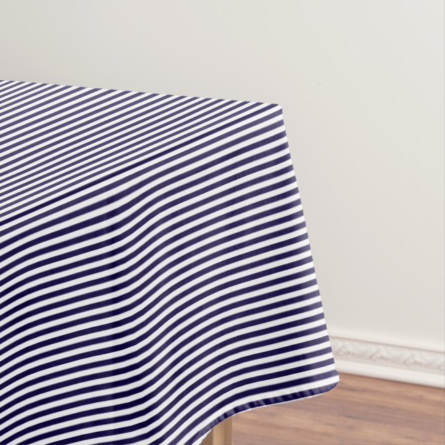 Moderne schicke Navy Blue White Stripes Muster tre Tischdecke (Beispiel)