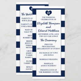 Moderne schicke Navy Blue & White Wedding Programm