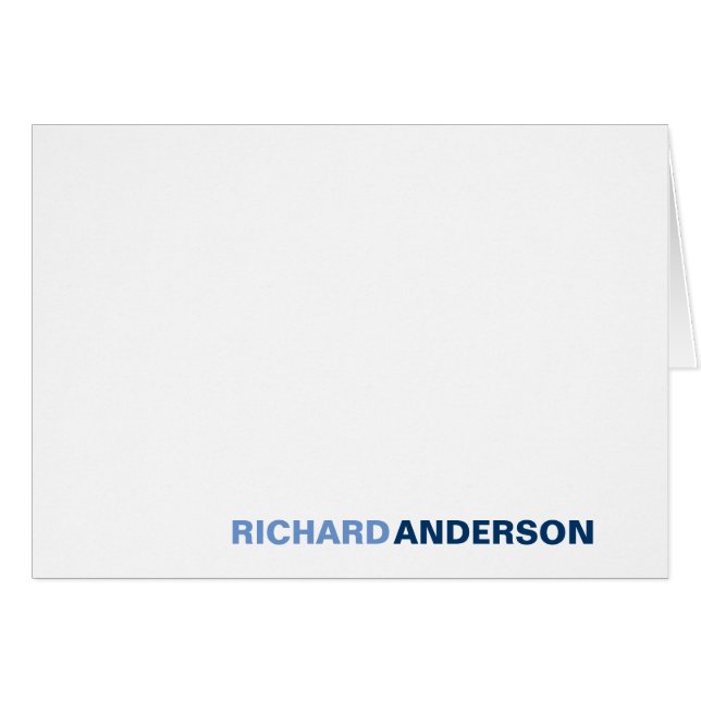 Moderne schicke Navy Light Blue Bold Schriftart Na (Vorderseite (Horizontal))