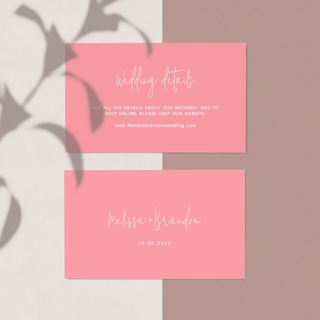 Moderne schicke Pastel Pink Script Typografie Hoch Begleitkarte (Von Creator hochgeladen)
