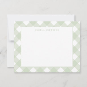 Moderne Schicke Pastell-Mintgrüne Gingham-Karo-Kon Mitteilungskarte