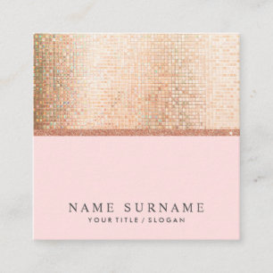 Moderne schicke PastelPink Sequin Square Business  Quadratische Visitenkarte