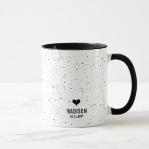 Moderne Schicke personalisierte Name & Datum Hochz Tasse