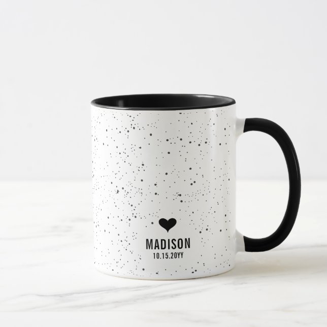 Moderne Schicke personalisierte Name & Datum Hochz Tasse (Rechts)