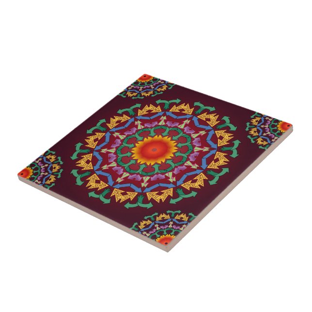 Moderne, schicke Pfeile gerecycelt Blumenmandala F Fliese (Seite)