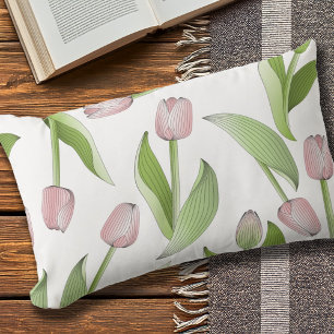 Moderne Schicke Rosa Tulpen Blumenmuster Outdoor Kissen Für Draußen