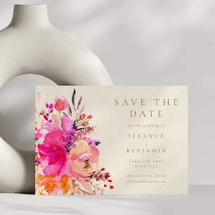 Moderne Schicke Rosa Wasserfarbe Florale Elegante  Save The Date