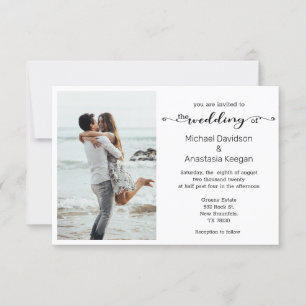 Moderne schicke Schrift Minimal Foto Hochzeit Einladung