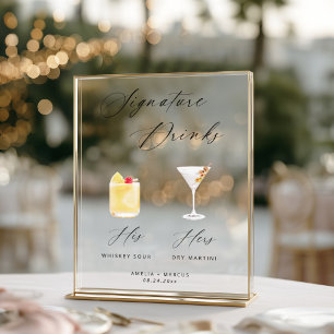 Moderne & Schicke Schriftzug-Signature-Drinks-Plak Acrylschild