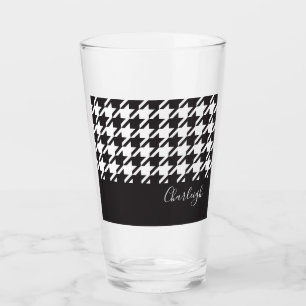 Moderne Schicke Schwarz-Weiß-Hahnentritt Glas